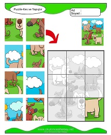 Puzzle Kes Yapıştır Çalışma Sayfaları